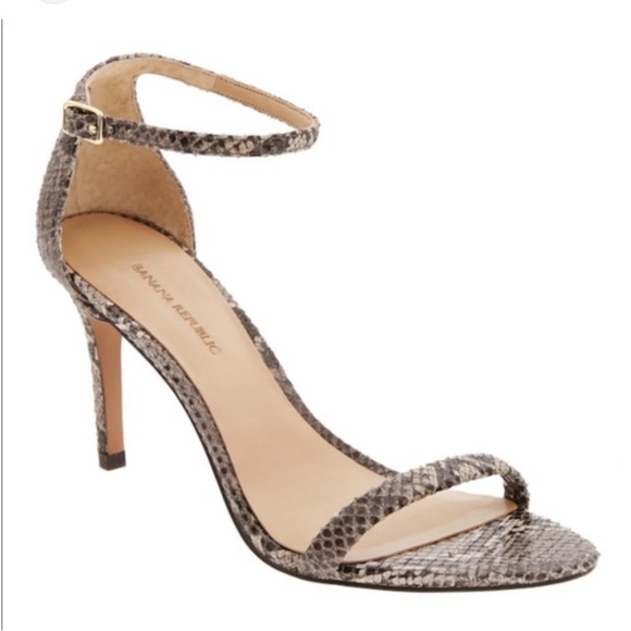 Banana Republic high heel sandal snakeskin print ankle strap open toe 7 - Picture 1 of 12